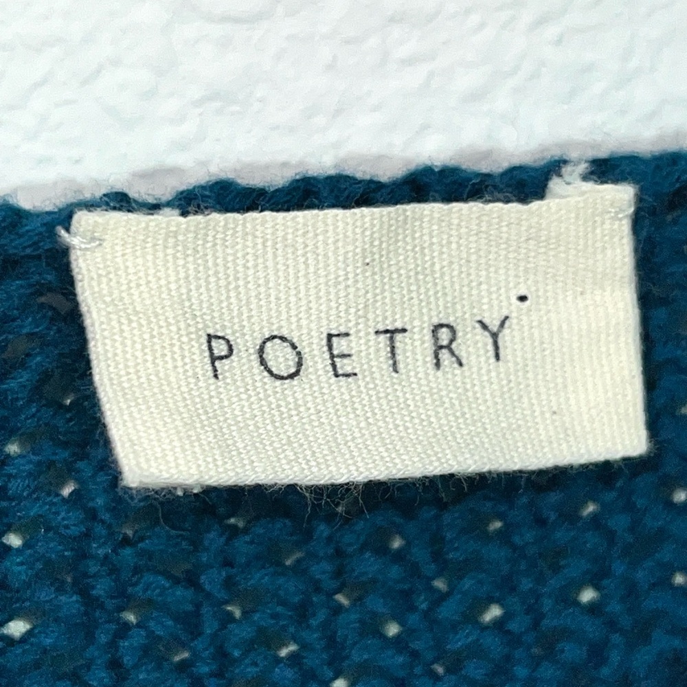 POETRY Crochet Stitch Sleeveless Sweater Boxy Teal Cotton Sz 10 - Picture 6 of 14